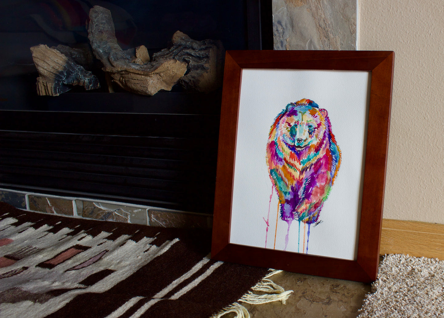 “Winter Is Coming – Colorful Grizzly Bear Watercolor”