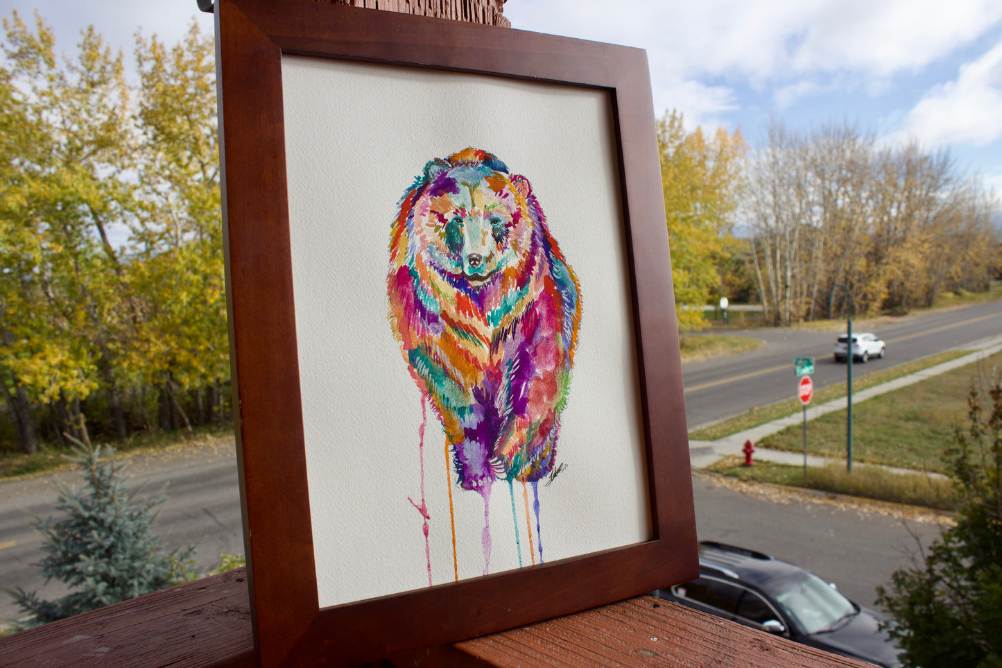 “Winter Is Coming – Colorful Grizzly Bear Watercolor”