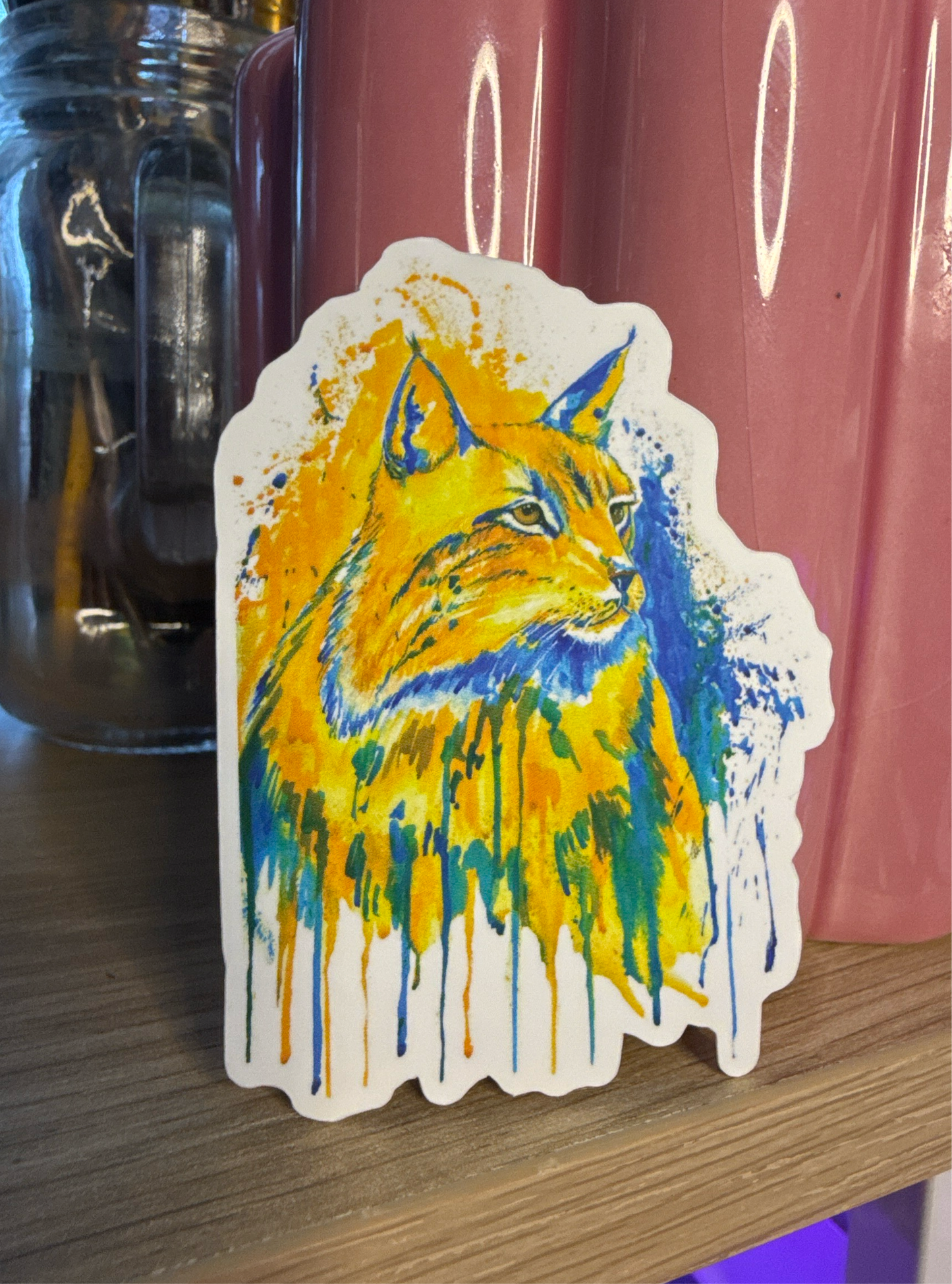 Bobcat watercolor sticker art
