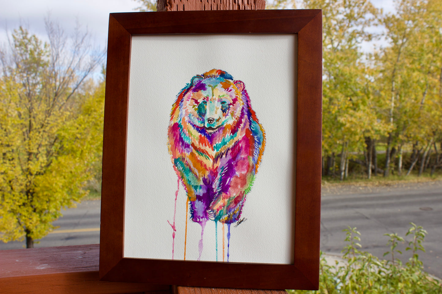 “Winter Is Coming – Colorful Grizzly Bear Watercolor”