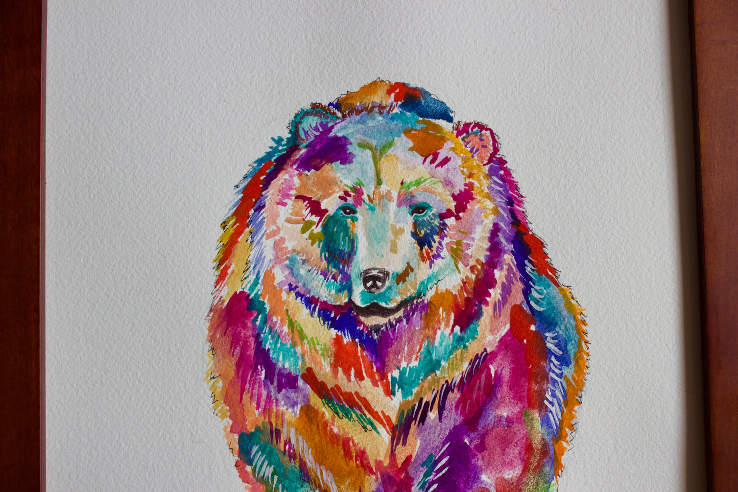 “Winter Is Coming – Colorful Grizzly Bear Watercolor”