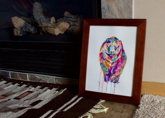 “Winter Is Coming – Colorful Grizzly Bear Watercolor”