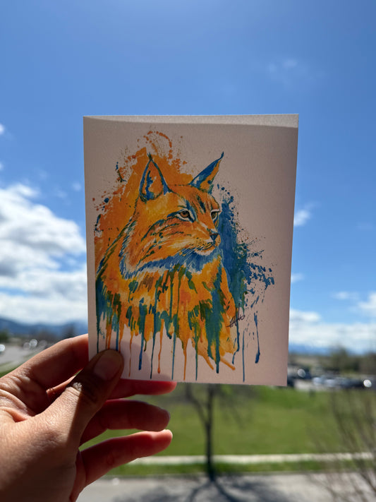 “Blue and Gold Bobcat” Greeting cards