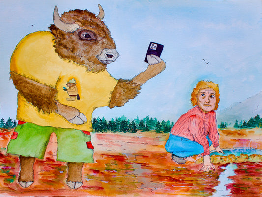 “Another one for the Herd Group Chat” (Original Watercolor Painting)