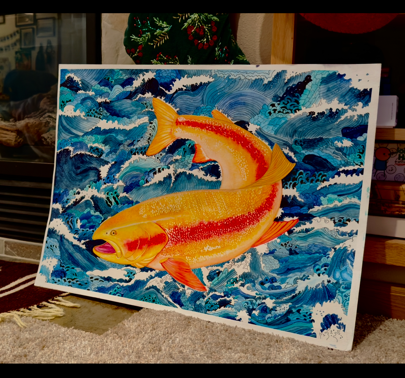 “Golden Rainbow” original watercolor on cotton