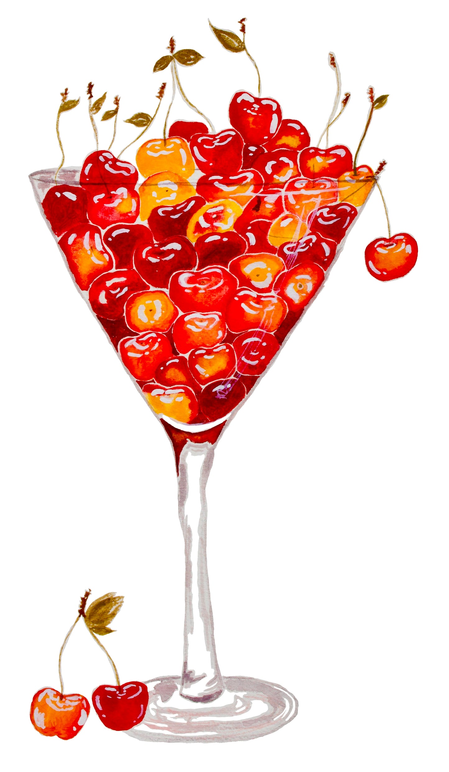 “Cherrytini” Watercolor Cherrytini Fine Art Print